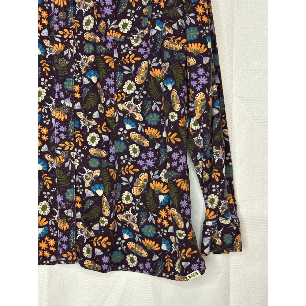 Duluth Trading Free Swingin Flannel Shirt XL Butterfly Floral Purple Cotton - Picture 4 of 9